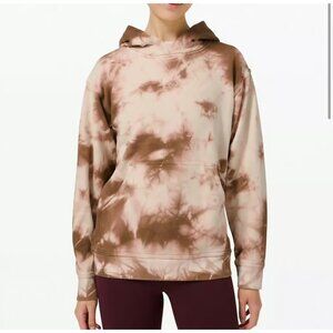 Lululemon All Yours Hoodie Tie-Dye Brown & White Cotton Womens Size 8